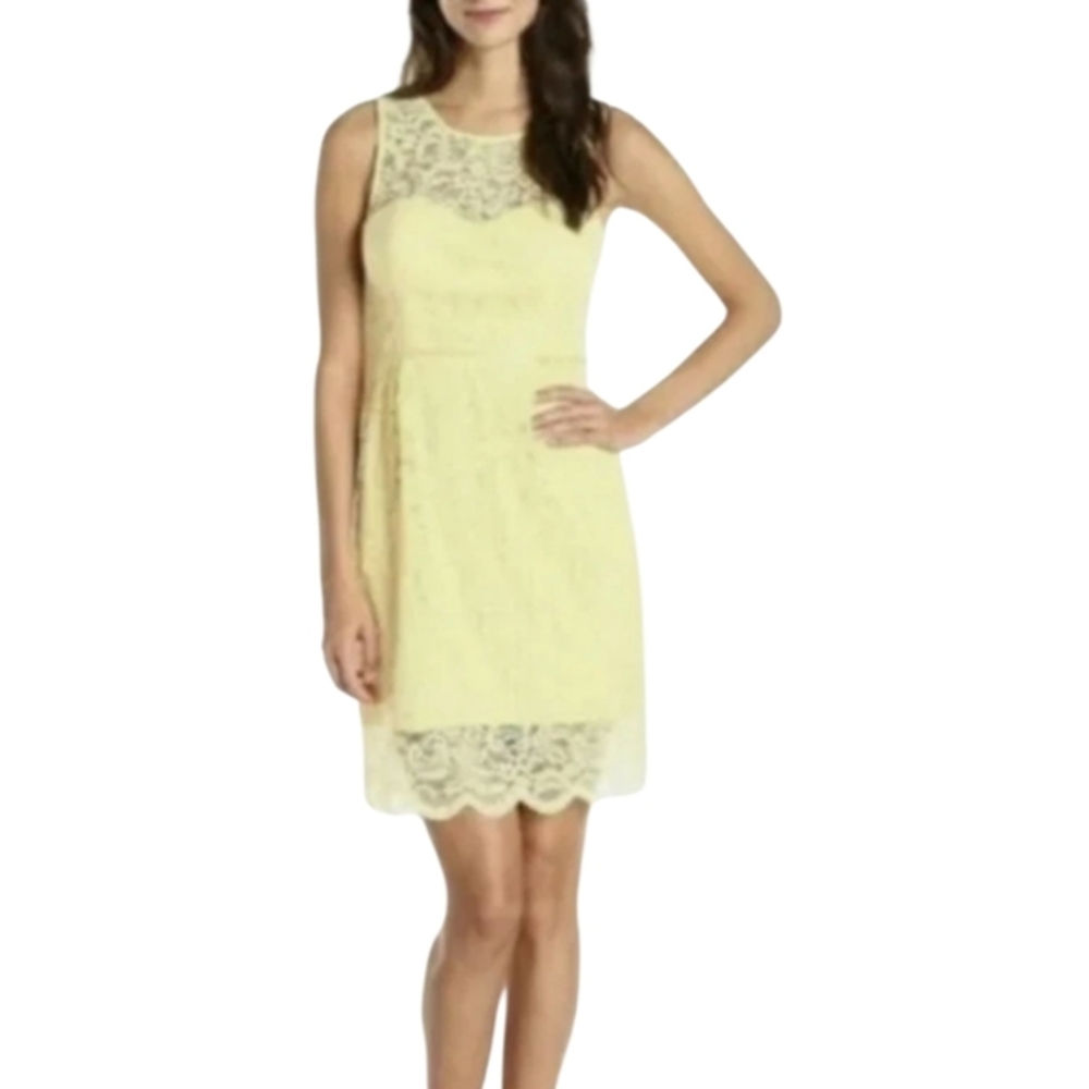 Jessica Simpson lemon yellow lace overlay sweetheart neckline dress size 8 new!!